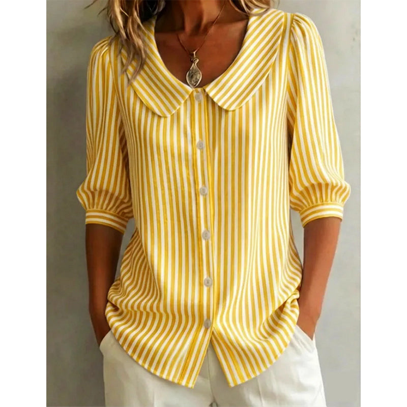 Summer Commuter Striped Button-Down Shirt