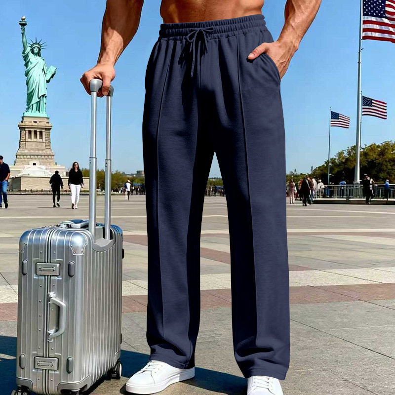 📢📢50% OFF !! ⏰Men's Elastic Waist Drawstring Straight Leg Pants