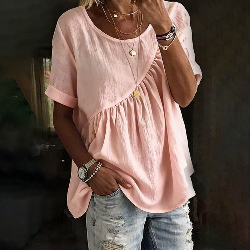 Women's Short Sleeve Asymmetrical Ruched Top