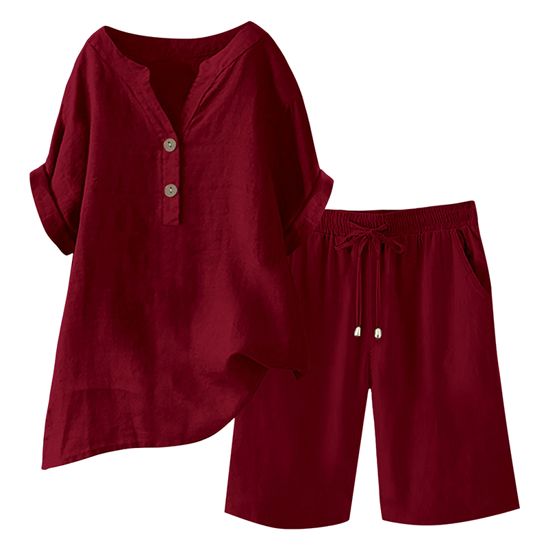 Women's Cotton Linen 2-Piece Outfit Set