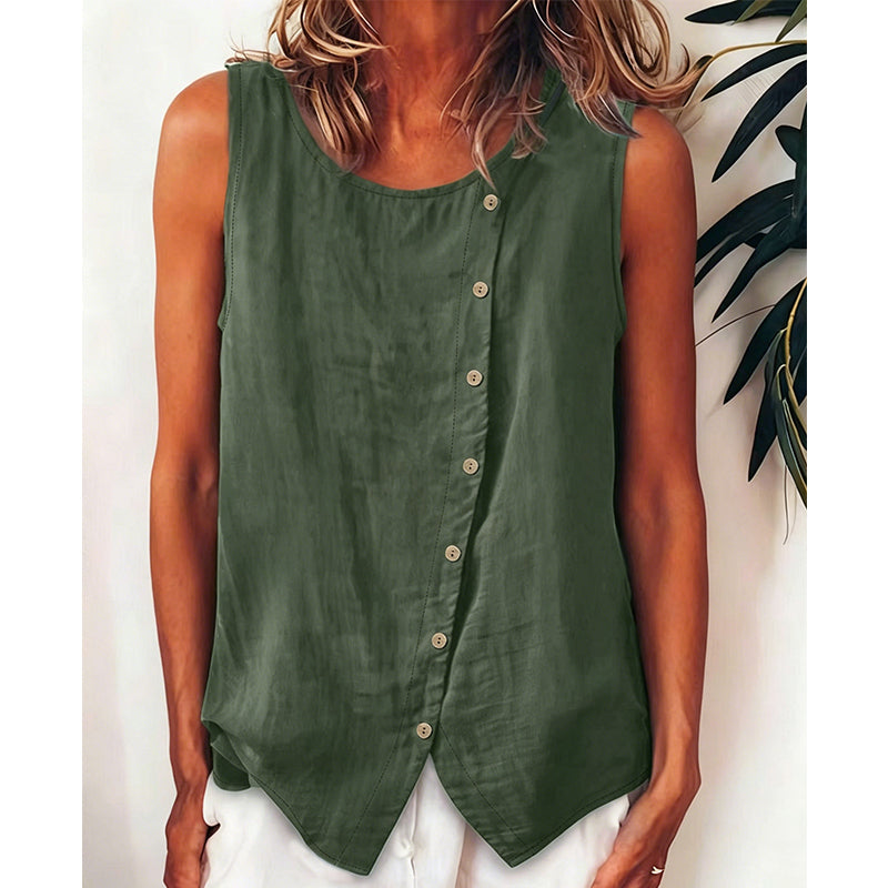 Summer Loose Fit Button-Up Tunic Vest