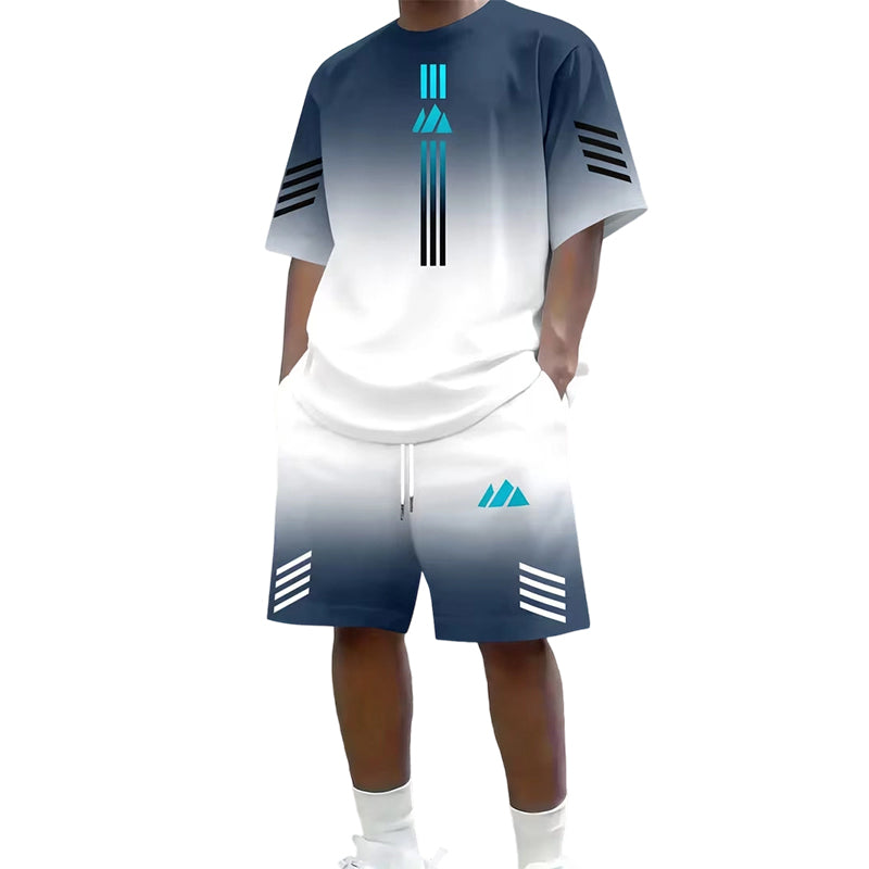๐โ๏ธ Men's Summer T-Shirt & Shorts Set โ Gradient design, breathable & lightweight โ Perfect for hot days & casual outings ๐ฉณ