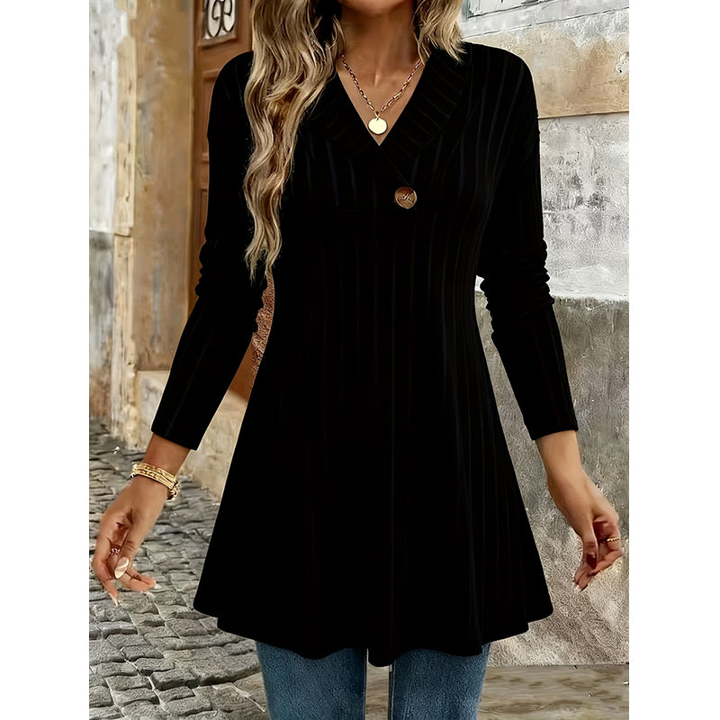 🌸✨Women's V Neck Ribbed Knit Casual Top