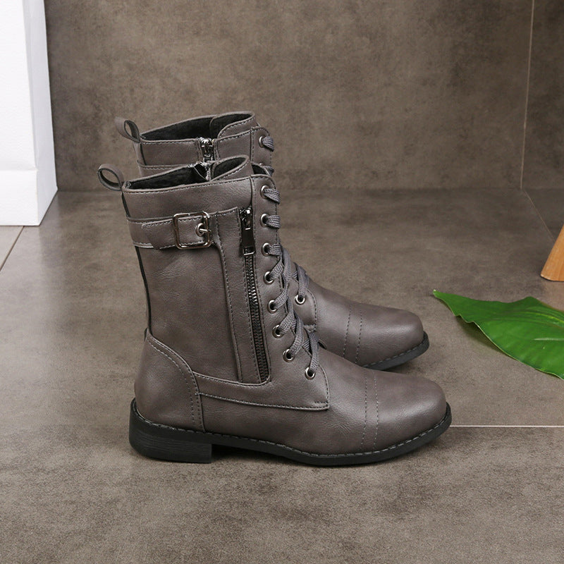 🥾 Women's Round Toe Chunky Heel Martin Boots – Chic Autumn Style & Everyday Comfort