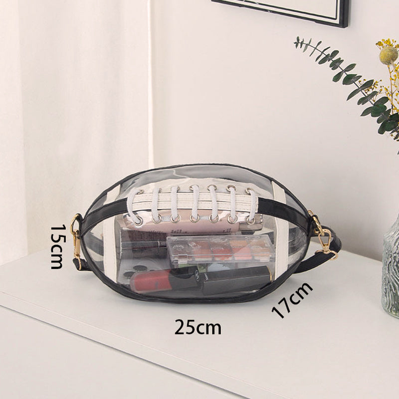 ๐ Clear Football-Shaped Crossbody Bag โ Game-Day Style Meets Everyday Convenience โจ
