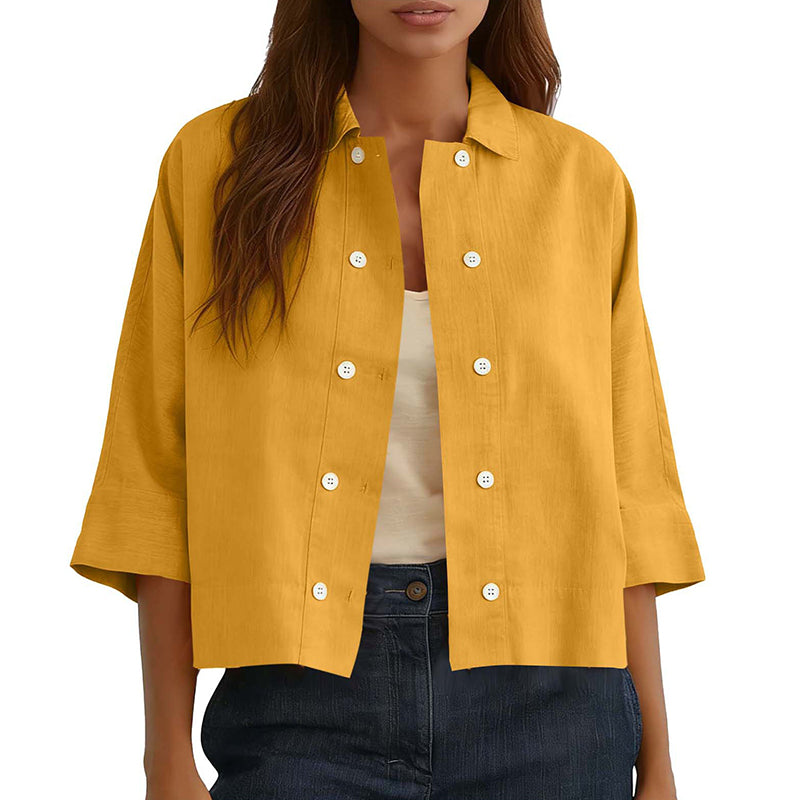 Women's Double-Breasted Half Sleeve Shirt