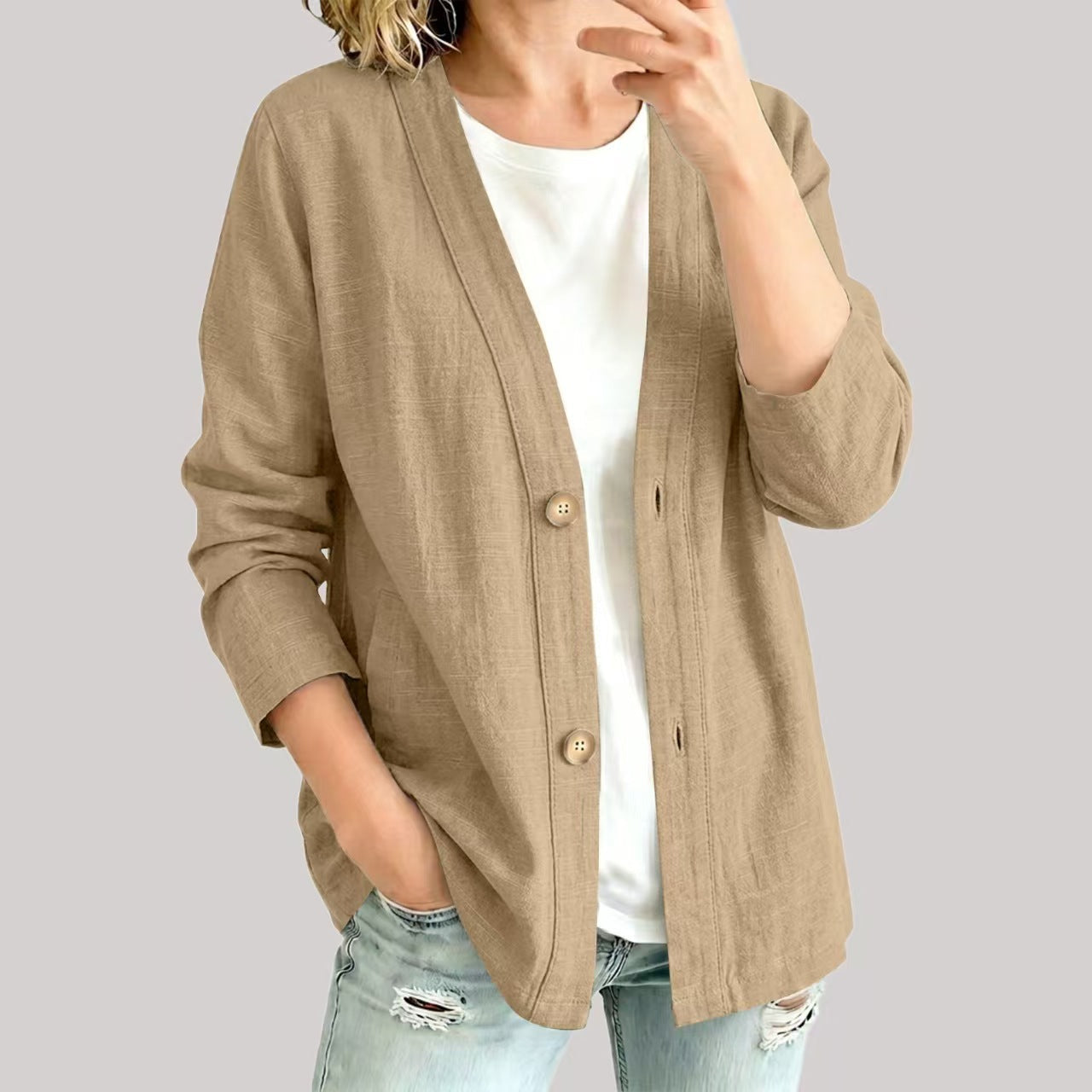 Women's Casual Breathable V-Neck Cardigan