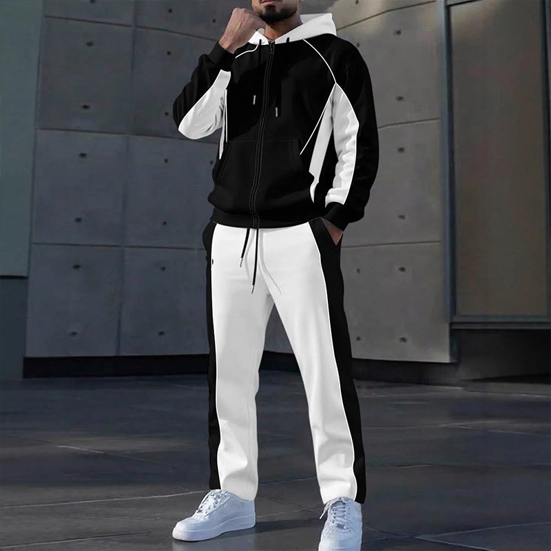 Men's Color-Block Zip-Up Hoodie & Sweatpants Set