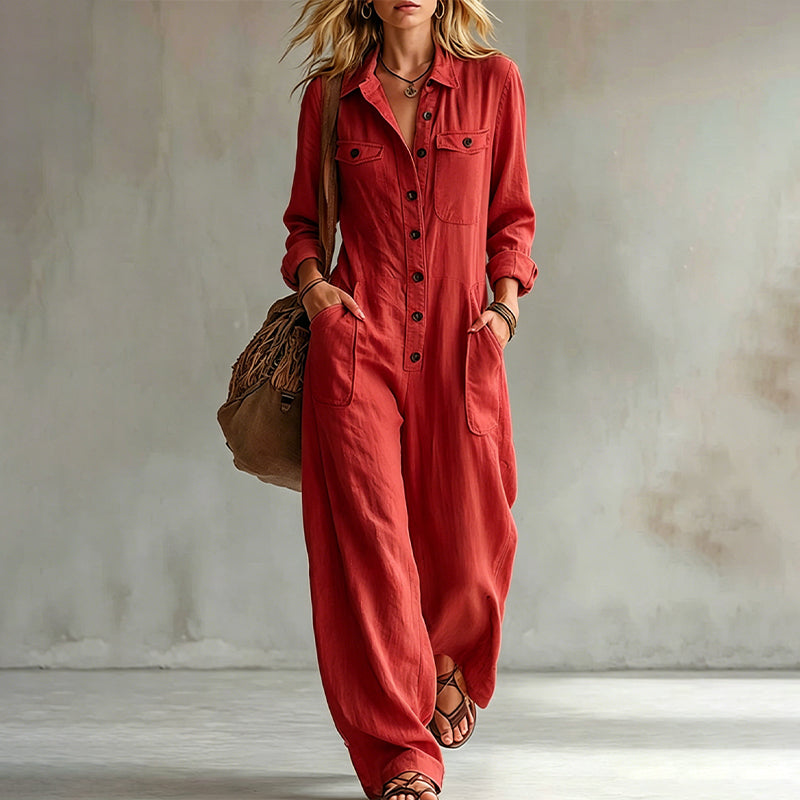 Women's Wide Leg Cargo Jumpsuit