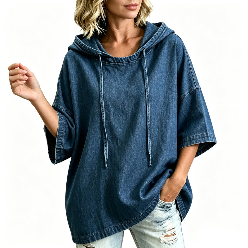 Women's Casual Loose Denim Hoodie