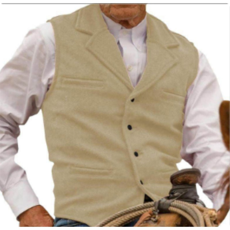 Men's Vintage Lapel Herringbone Tweed Vest