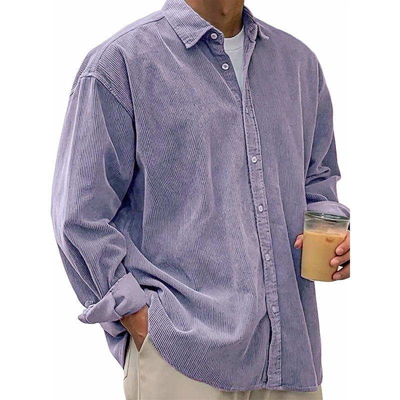 Men's Casual Corduroy Button-Up Shirt
