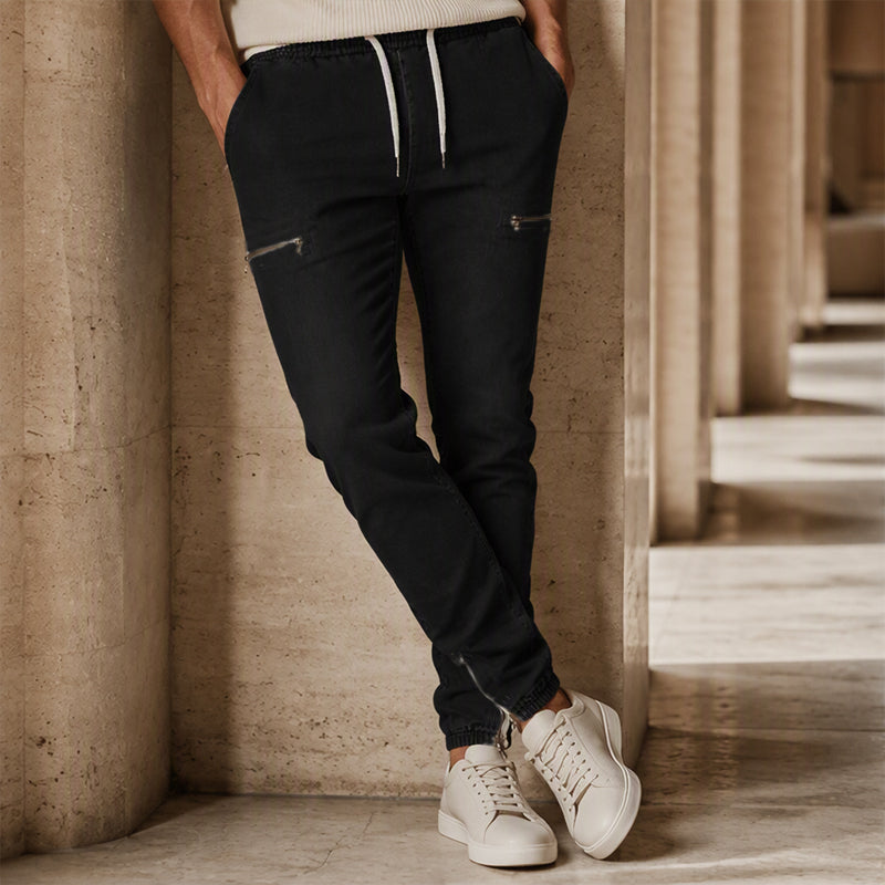 Men's Slim Fit Elastic Waist Denim Joggers