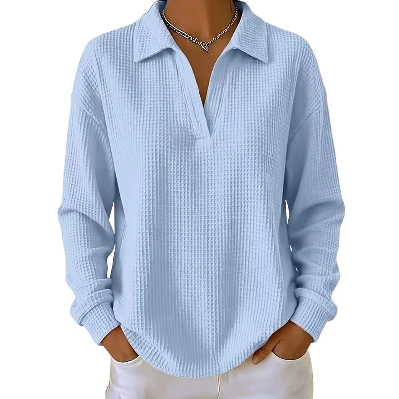 Women's Knit V-Neck Long Sleeve Top