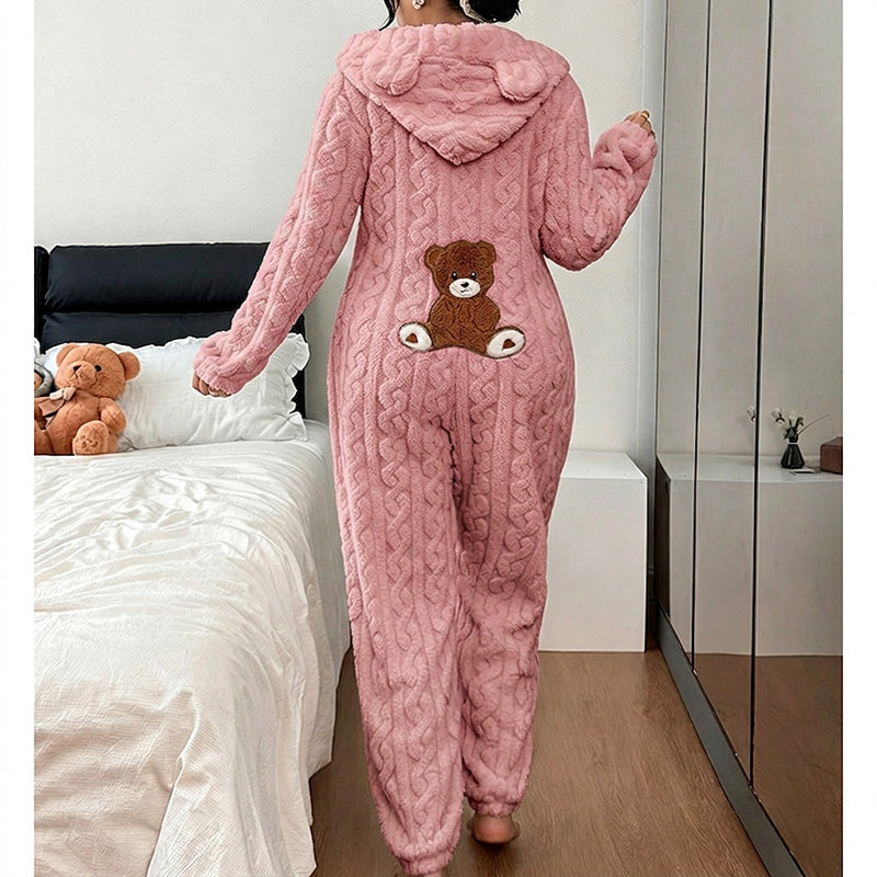 Women's Cute Bear Hooded One-Piece Loungewear