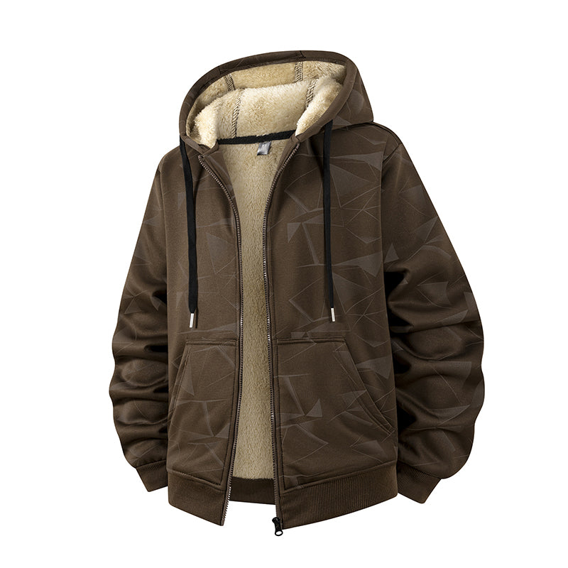 Men’s Winter Fleece Lined Zip Up Hoodie Jacket