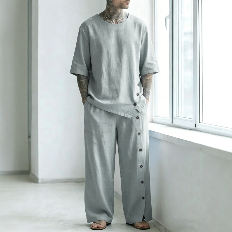 Men's Casual Shirt & Pants 2-Piece Set โจ๐๐ถ๐บ 2 ๐ข๐ฏ๐ฅ ๐จ๐ฆ๐ต ๐ข๐ฏ ๐ฆ๐น๐ต๐ณ๐ข 8% ๐ฅ๐ช๐ด๐ค๐ฐ๐ถ๐ฏ๐ต
