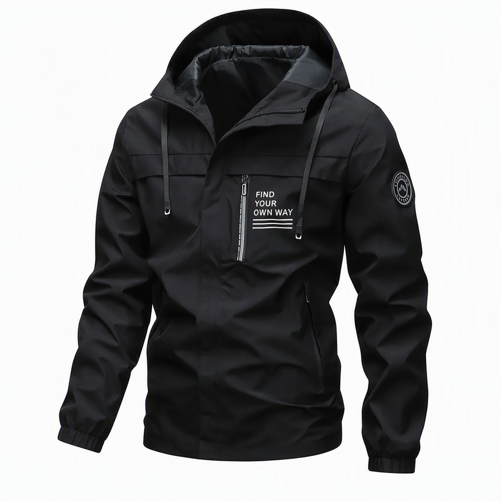 Men's Outdoor Windbreaker with Detachable Hood