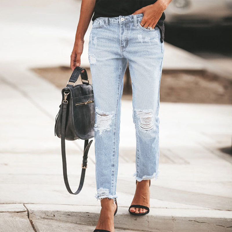 Women's Retro Distressed Ripped Jeans