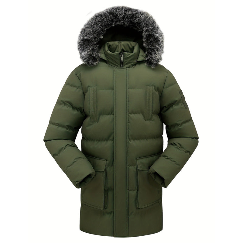 Men's Mid-Length Winter Windproof Thermal Jacket