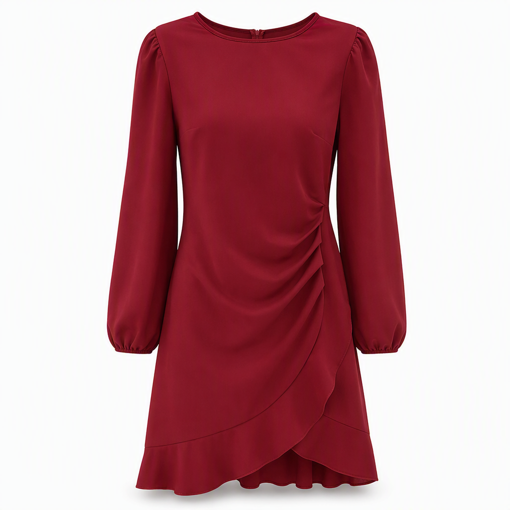 Women's Solid Color Puff Sleeve Bodycon Dress