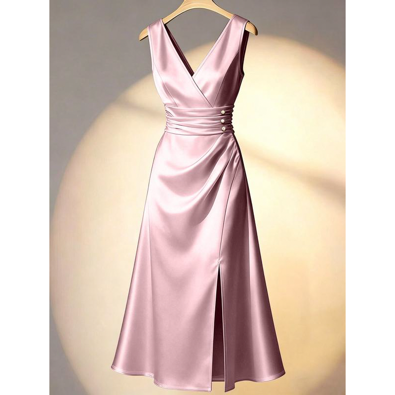 Women's V-neck Sleeveless Fitted Dress
