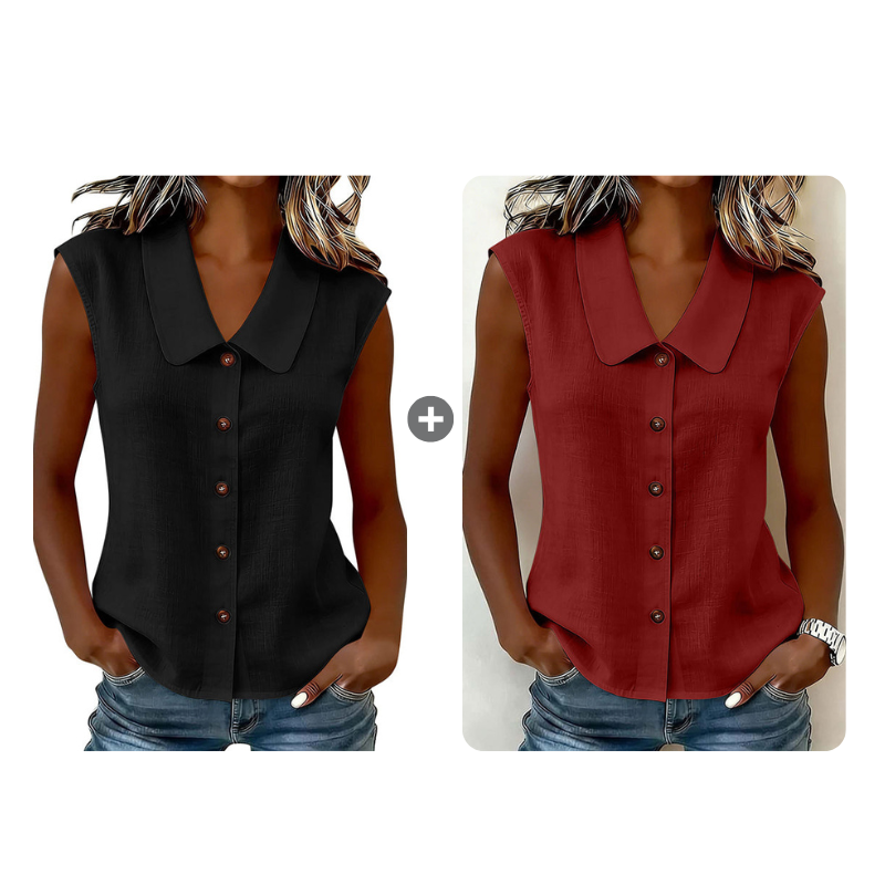 Women’s V-Neck Button-Down Top