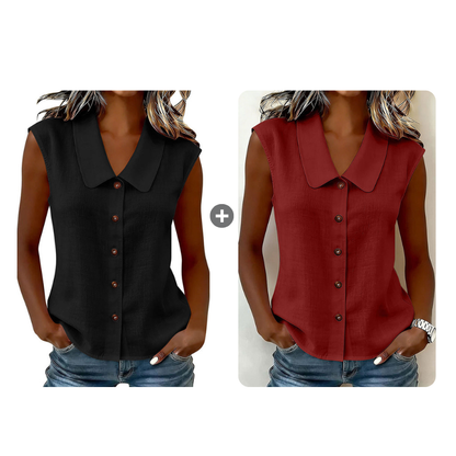 Women’s V-Neck Button-Down Top