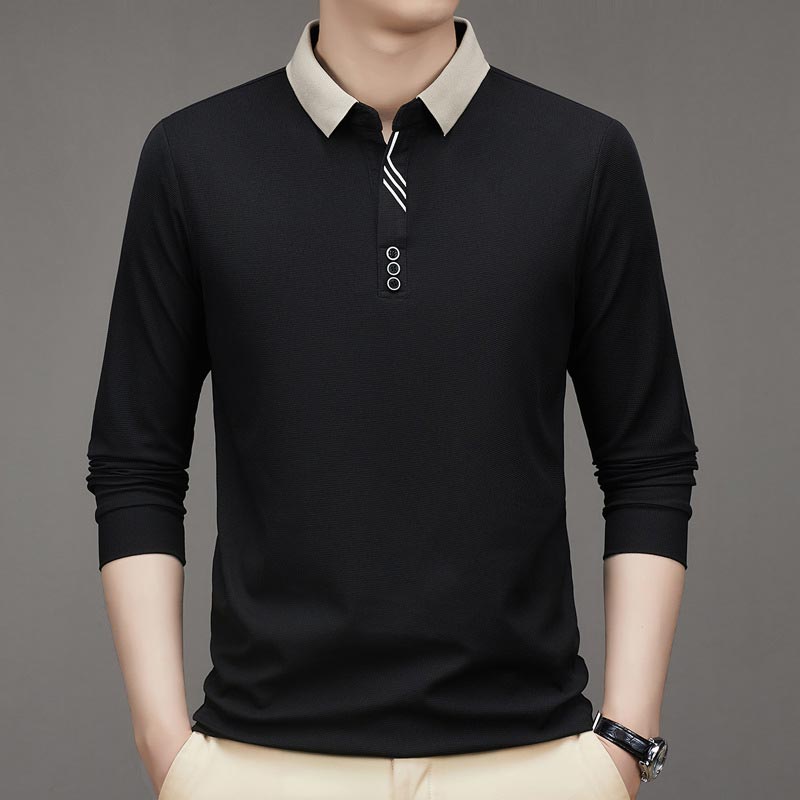 🔥Men's Business Casual Solid Color Lapel Base T-shirt
