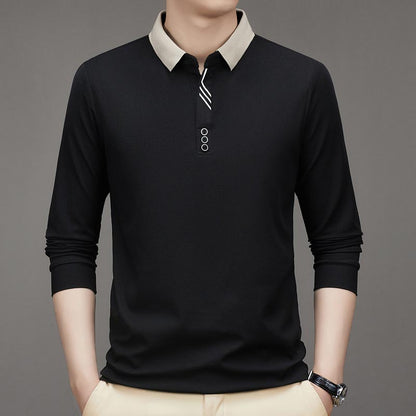 🔥Men's Business Casual Solid Color Lapel Base T-shirt