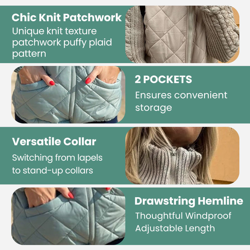📣Autumn Special🍁Women's Knit Patchwork Puffy Jacket
