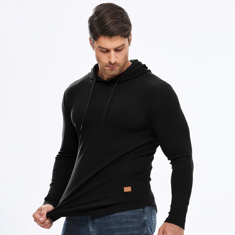 Solid-color Drawstring Hooded Long-sleeve Sweatshirt