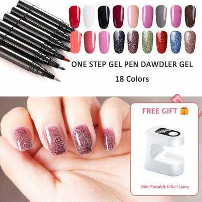 📢📢Limited Time Buy 1 Get 1 Free Only‼️💅One Step Nail Gel Pen 🎁Free Gift -Mini Portable UV Nail Lamp✨