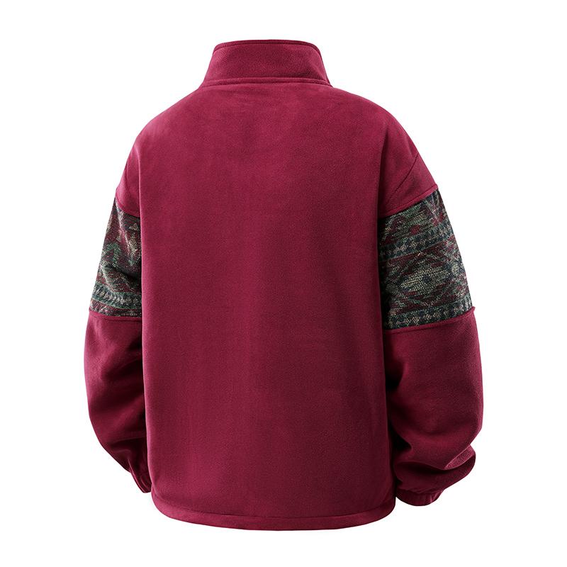 Men's Ethnic Pattern Full-Zip Fleece-Lined Long-Sleeve Menswear Cardigan Sweater Jacket - Stand Collar, Casual Loose Autumn-Winter Christmas Everyday Top