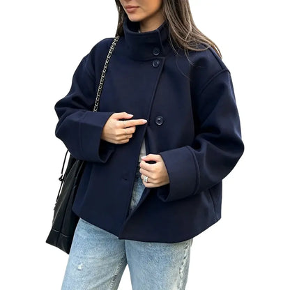 Women's Stand Collar Single-Breasted Short Coat