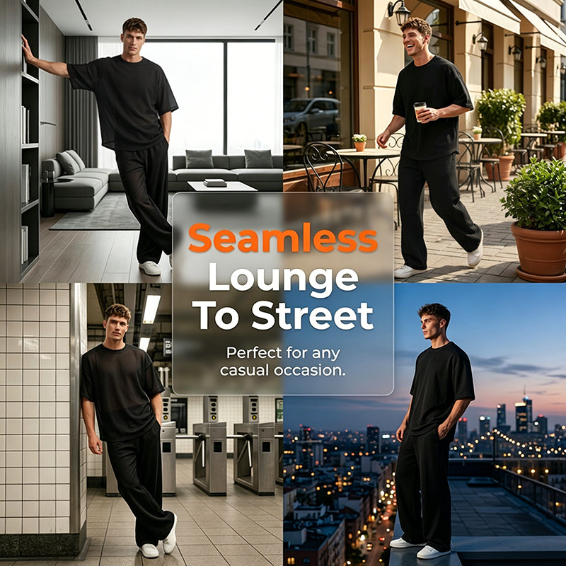 🥳SUMMER HOT SALE🥳💞50K+ SOLD!💥50% OFF! 🔥Men's T-Shirt & Wide-Leg Pants 2-Piece Set