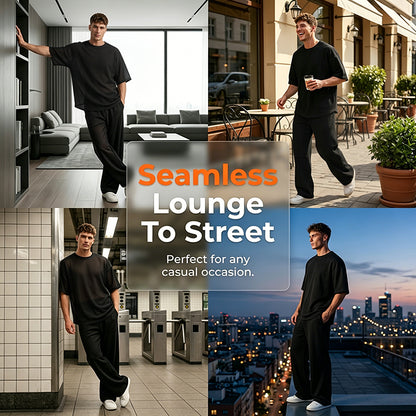 🥳SUMMER HOT SALE🥳💞50K+ SOLD!💥50% OFF! 🔥Men's T-Shirt & Wide-Leg Pants 2-Piece Set