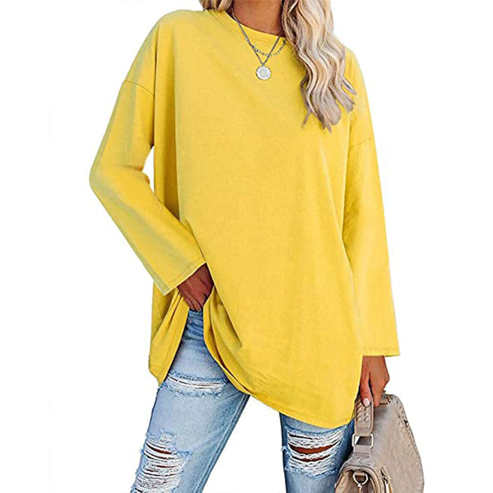 2026 new colours women's round-neck loose-fitting drop-shoulder sleeves tops【BUY 2 GET FREE SHIPPING】
