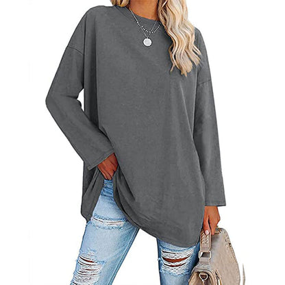 2026 new colours women's round-neck loose-fitting drop-shoulder sleeves tops【BUY 2 GET FREE SHIPPING】