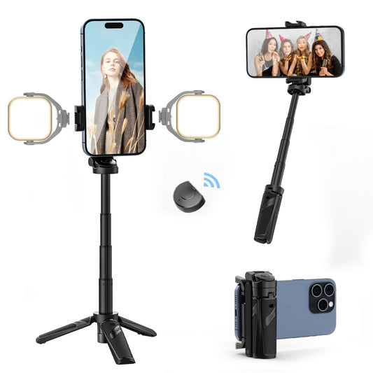 🔥2025 NEW SALES🔥Extendable Grip Phone Tripod with Detachable Remote Pocket Size