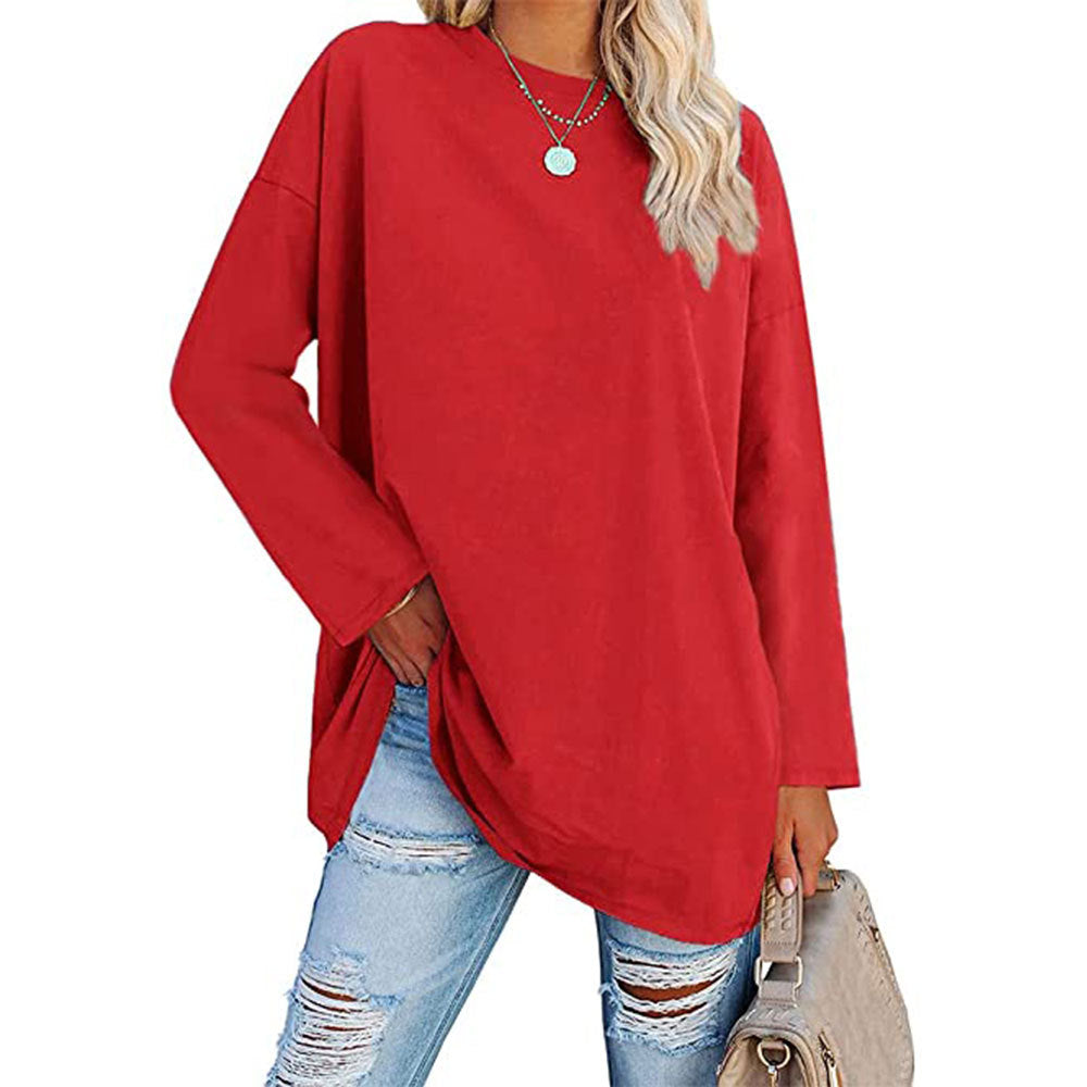 2026 new colours women's round-neck loose-fitting drop-shoulder sleeves tops【BUY 2 GET FREE SHIPPING】