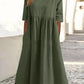 💝2025 NEW SALE💝Women's Casual Basic Outdoor Crew Neck Pocket Smocked Cotton Dress