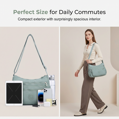 Lightweight Multi-Pocket Nylon Crossbody Bag