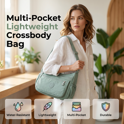 Lightweight Multi-Pocket Nylon Crossbody Bag