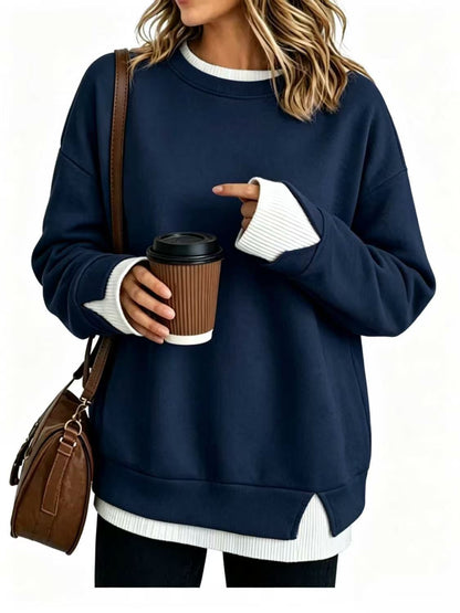 🌻💗Women's Loose Faux Two-Piece Sweatshirt ✨