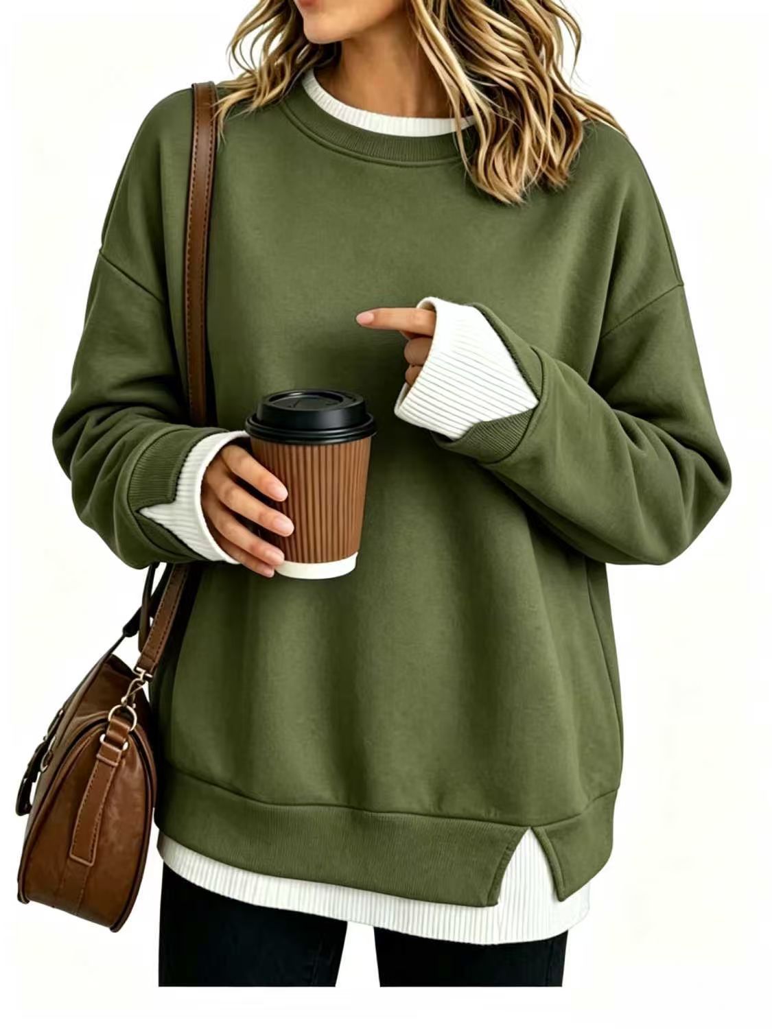 🌻💗Women's Loose Faux Two-Piece Sweatshirt ✨