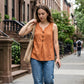 Women's V-Neck Sleeveless Cotton Linen Vest