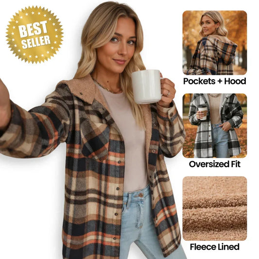 ⏳Limited-time 50% off⏰Women’s Classic Cozy Plaid Hooded Jacket🧥
