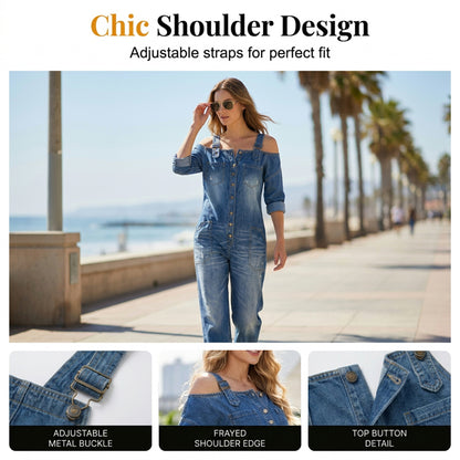 Loose Fit Wide-Leg Overall Jumpsuit with Pockets