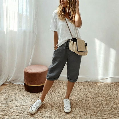 🌈🌈6 New Colours!👖Women's Casual Cotton Linen Capris